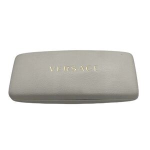 Versace Hardsided Clamshell Leather Case In Cream with Silver Embossed V…